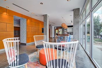 Clubhouse With Expansive Windows at Track 29 Apartments, Minnesota, 55408
